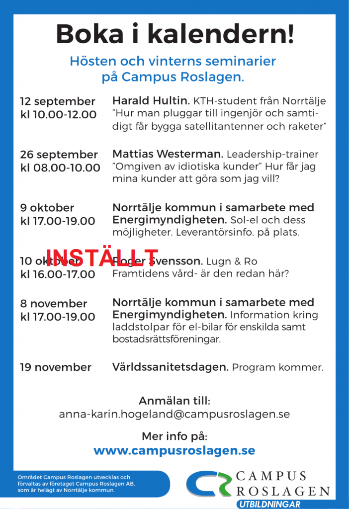 Inställt seminarium Campus Roslagen