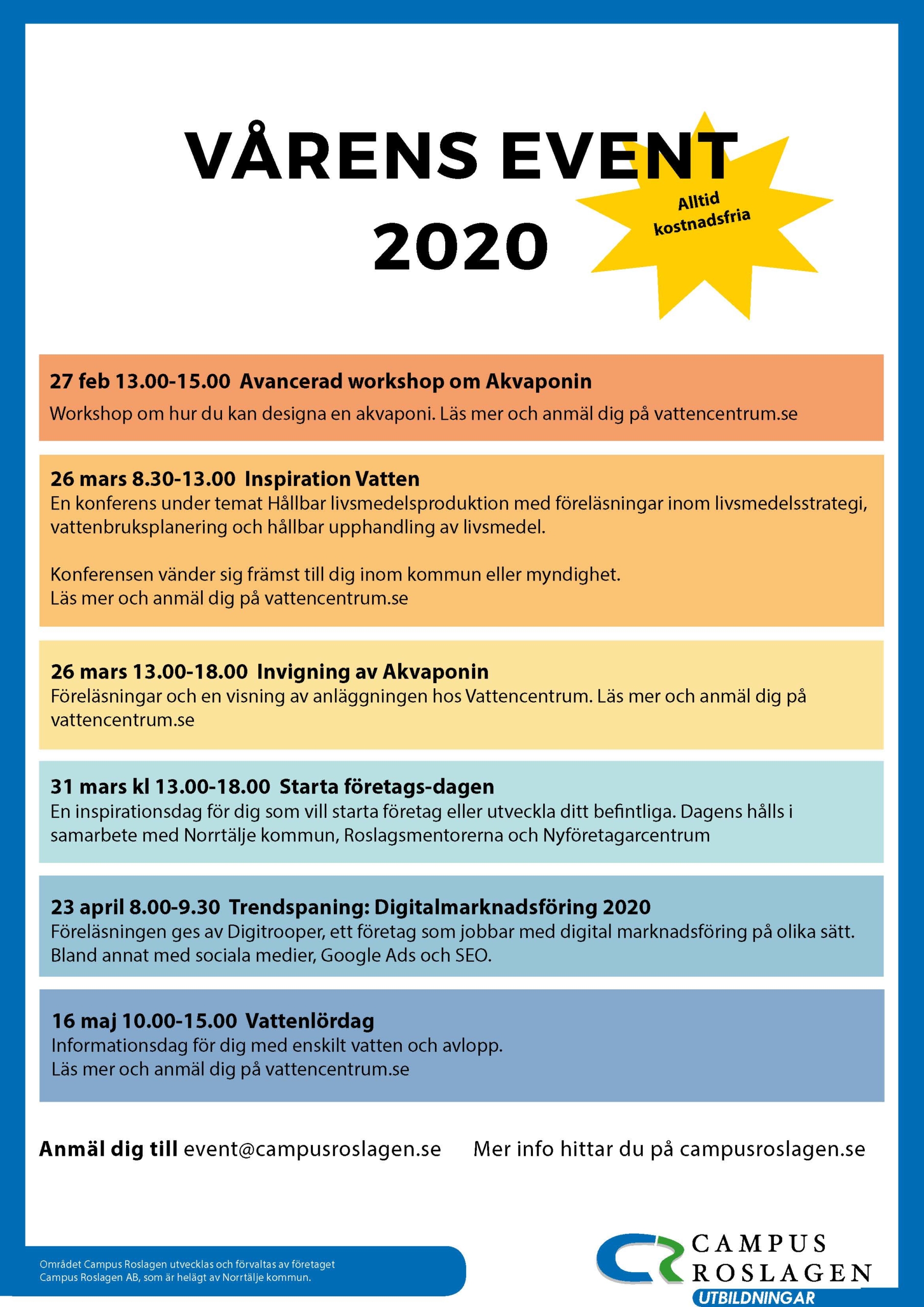 Vårens event Campus Roslagen 2020