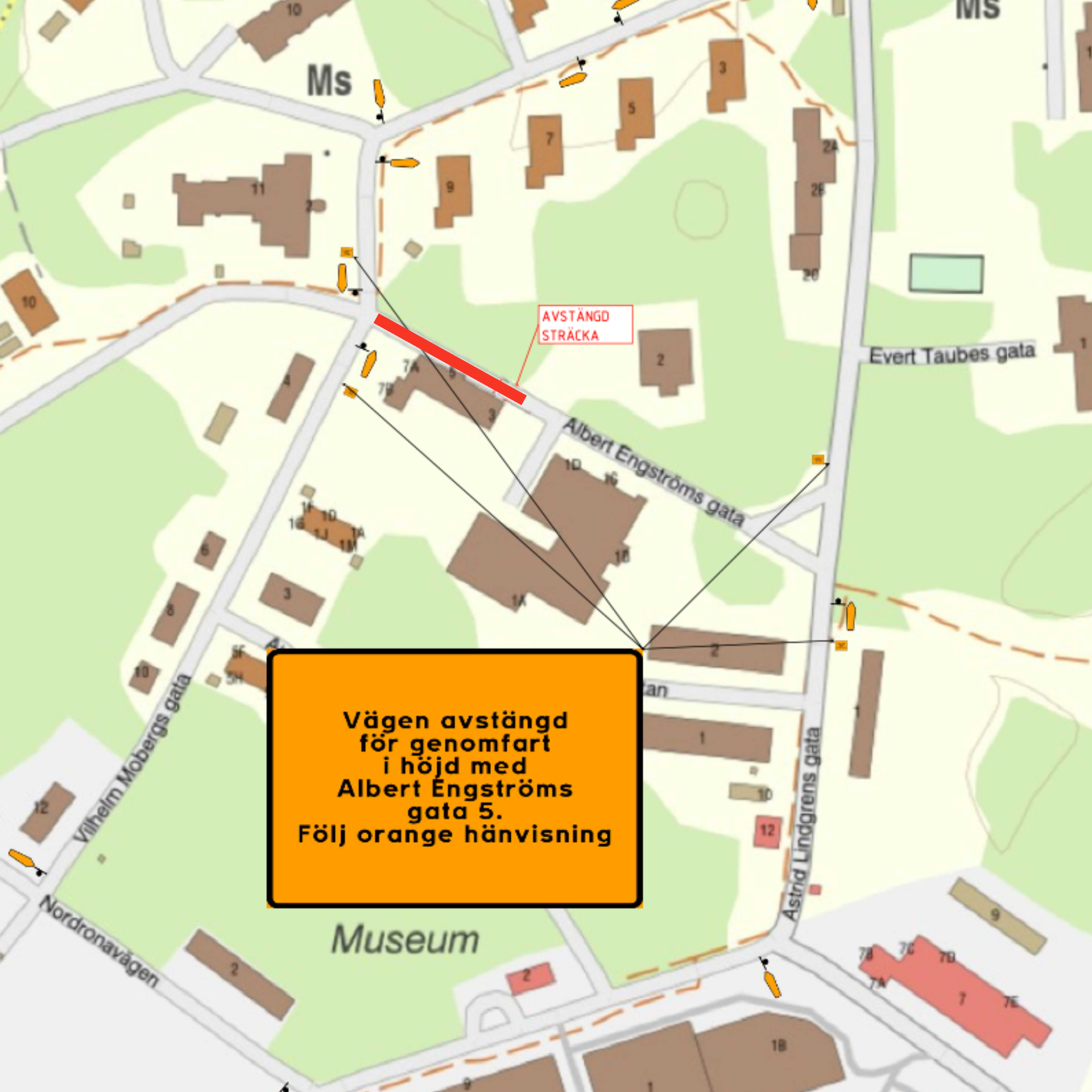 Karta på avstängd väg